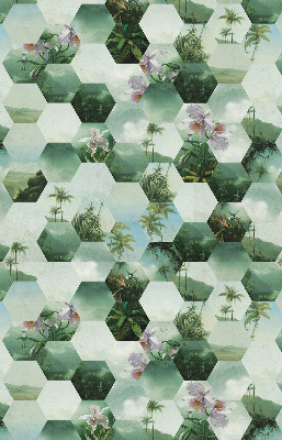 Roller blind for large window Green hexagons