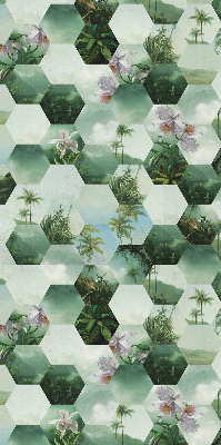 Roller blind for large window Green hexagons