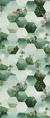 Roller blind for large window Green hexagons