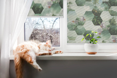 Roller blind for large window Green hexagons