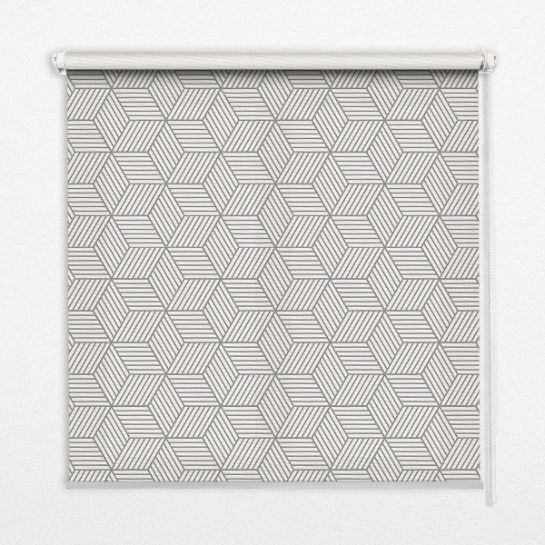Roller blind for large window 3D striped squares