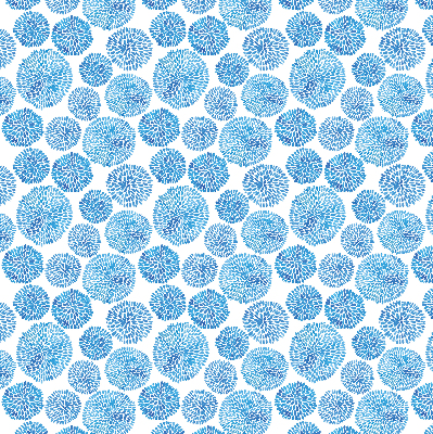 Fabric roller blind Blue petal circles