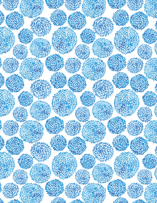 Fabric roller blind Blue petal circles