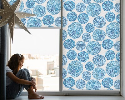 Fabric roller blind Blue petal circles