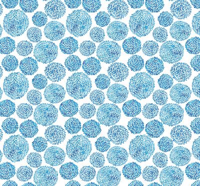 Fabric roller blind Blue petal circles