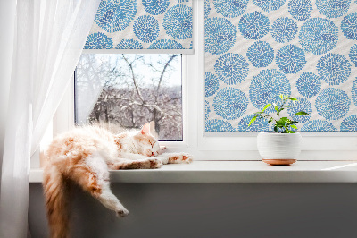 Fabric roller blind Blue petal circles