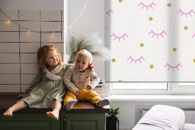 Modern roller blind Drawn eyebrows and dots