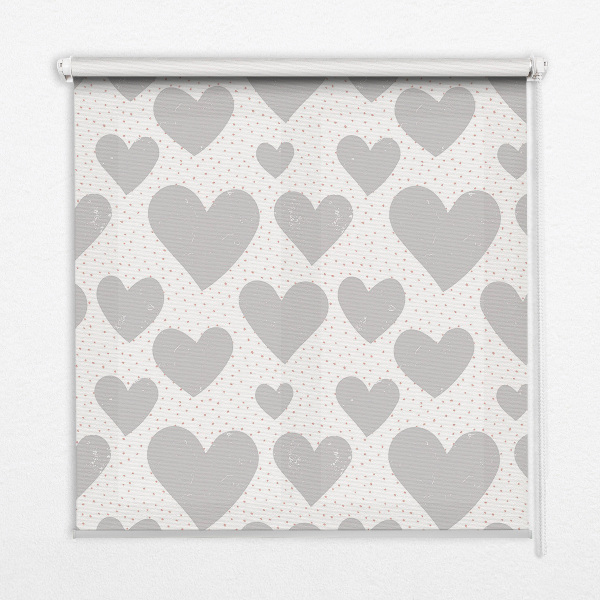 Fabric roller blind Gray hearts