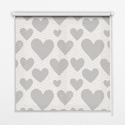 Fabric roller blind Gray hearts