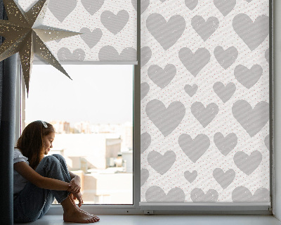 Fabric roller blind Gray hearts