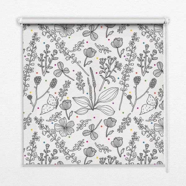 Roller blind for large window Drawn plants