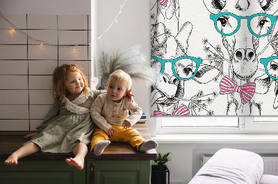 Modern roller blind Giraffe with glasses