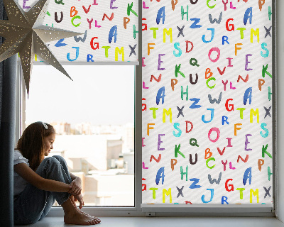 Roller blind for large window Colorful letters