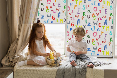 Roller blind for large window Colorful letters