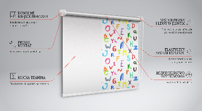Roller blind for large window Colorful letters