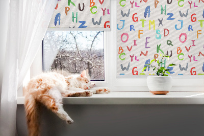 Roller blind for large window Colorful letters