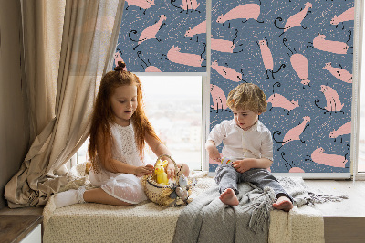 Modern roller blind Pink cats