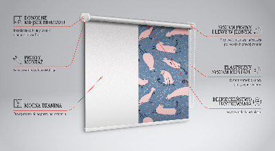 Modern roller blind Pink cats