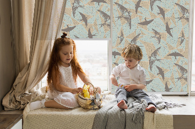 Roller blind for large window Swallows