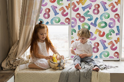 Fabric roller blind Colorful numbers