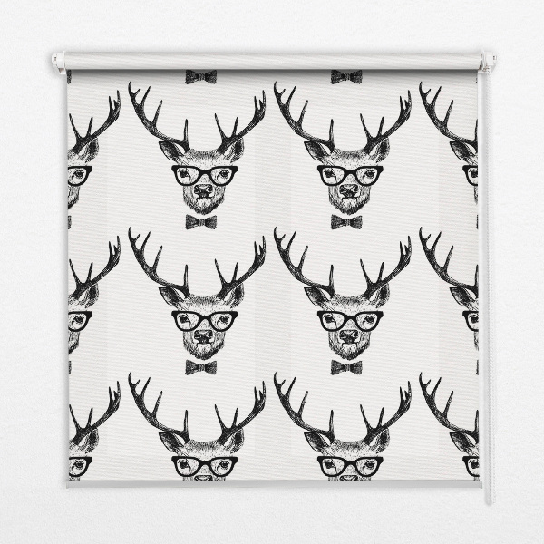 Roller blind for large window Reindeer with glasses