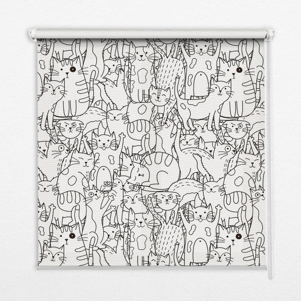 Fabric roller blind Drawn cats