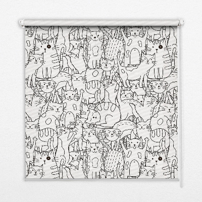 Fabric roller blind Drawn cats