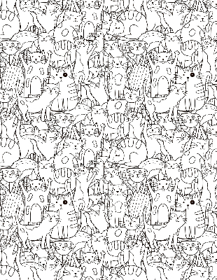 Fabric roller blind Drawn cats