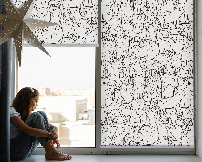 Fabric roller blind Drawn cats