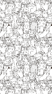 Fabric roller blind Drawn cats