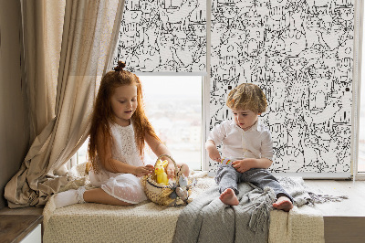Fabric roller blind Drawn cats