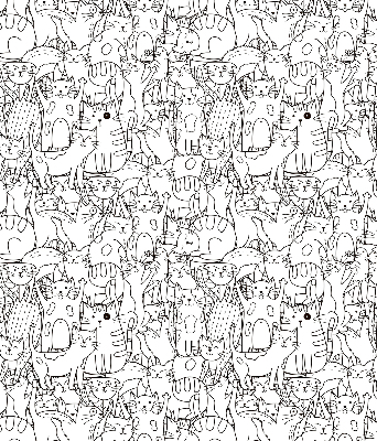 Fabric roller blind Drawn cats