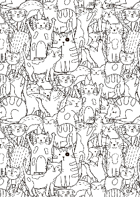 Fabric roller blind Drawn cats