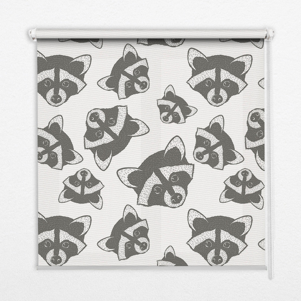 Modern roller blind Drawn raccoons