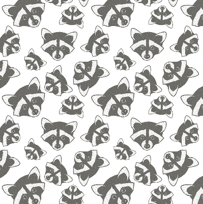 Modern roller blind Drawn raccoons