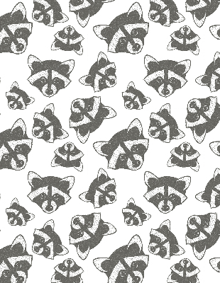 Modern roller blind Drawn raccoons