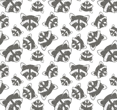 Modern roller blind Drawn raccoons