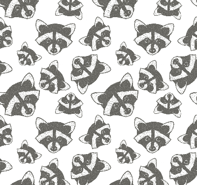 Modern roller blind Drawn raccoons