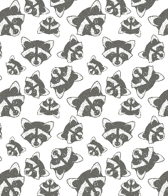 Modern roller blind Drawn raccoons