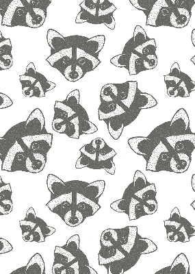 Modern roller blind Drawn raccoons