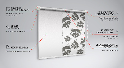 Modern roller blind Drawn raccoons