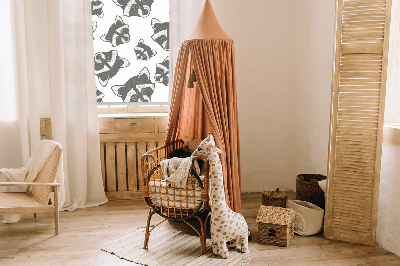 Modern roller blind Drawn raccoons