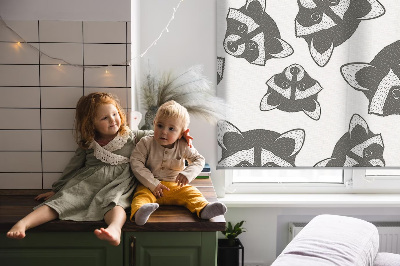 Modern roller blind Drawn raccoons