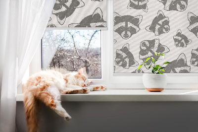 Modern roller blind Drawn raccoons