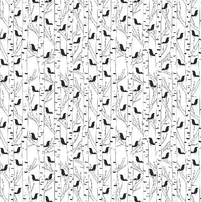Roller blind for large window Drawn birds and trees