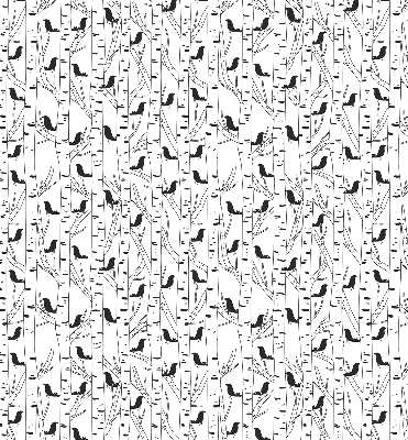 Roller blind for large window Drawn birds and trees