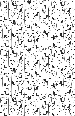 Roller blind for large window Drawn birds and trees