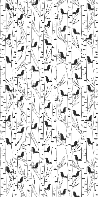 Roller blind for large window Drawn birds and trees
