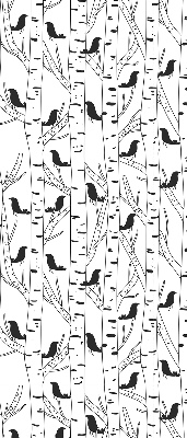 Roller blind for large window Drawn birds and trees