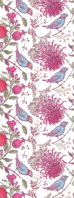 Fabric roller blind Colorful birds among the flowers